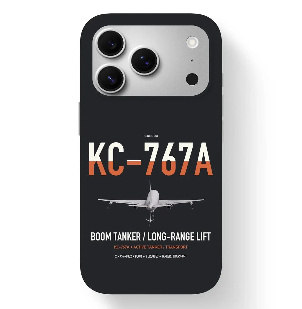Boeing KC-767A design on black magsafe iphone case, for iPhone 17 Pro