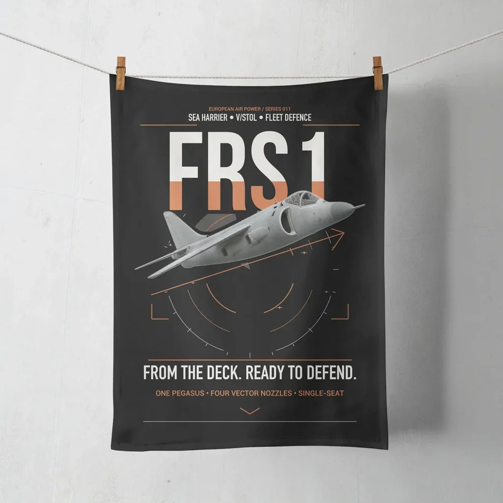 British Aerospace Sea Harrier FRS.1 design on black towel