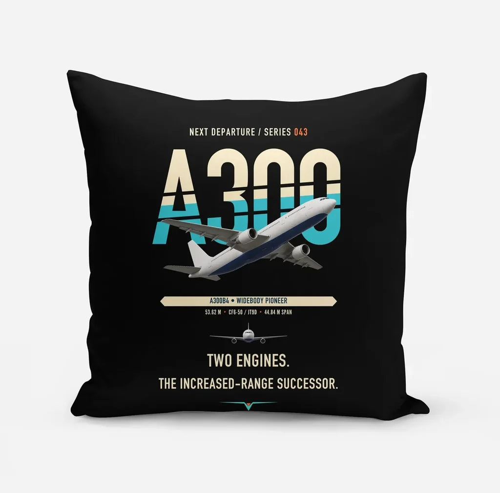 Airbus A300B4 design on black pillow