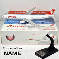 Thumbnail for Side view of Swiss Airlines Airbus A340-300 HB-JMH Airplane Model aviation 16-18cm scale model aircraft in diecast metal.