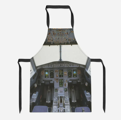 Airbus A320 Cockpit (Wide) aviation design on durable cotton blend kitchen apron.