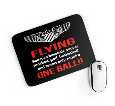 Flying One Ball aviation design on neoprene with anti-slip base mouse pad.