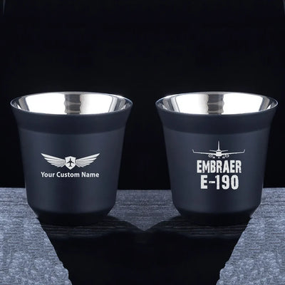 Embraer E-190 & Plane aviation design on double-wall coffee mug, vacuum-insulated double-wall.