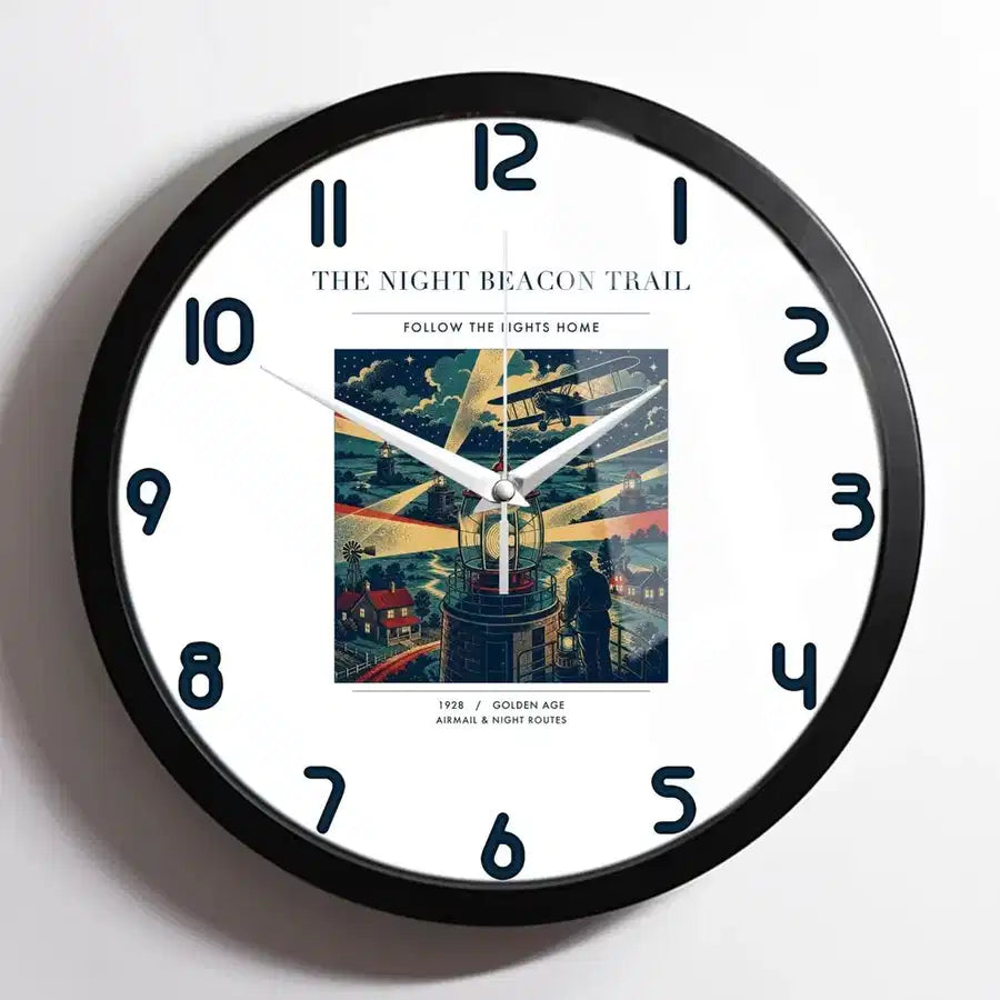 VINTAGE G4016 - The Night Beacon Trail - Designed Wall Clocks design on white framed