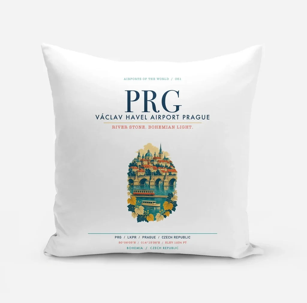 Václav Havel Airport Prague (PRG) design on white pillow