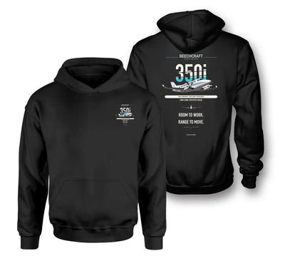 King Air 350i design on black hoodie