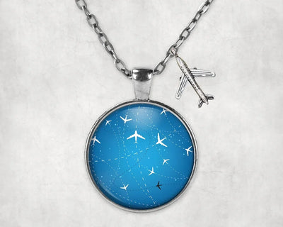 Travelling with Aircraft aviation necklace, stainless steel body with engraved detail.