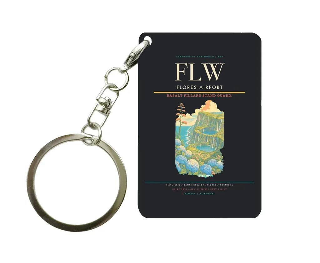 Flores Airport (FLW) design on black key chain