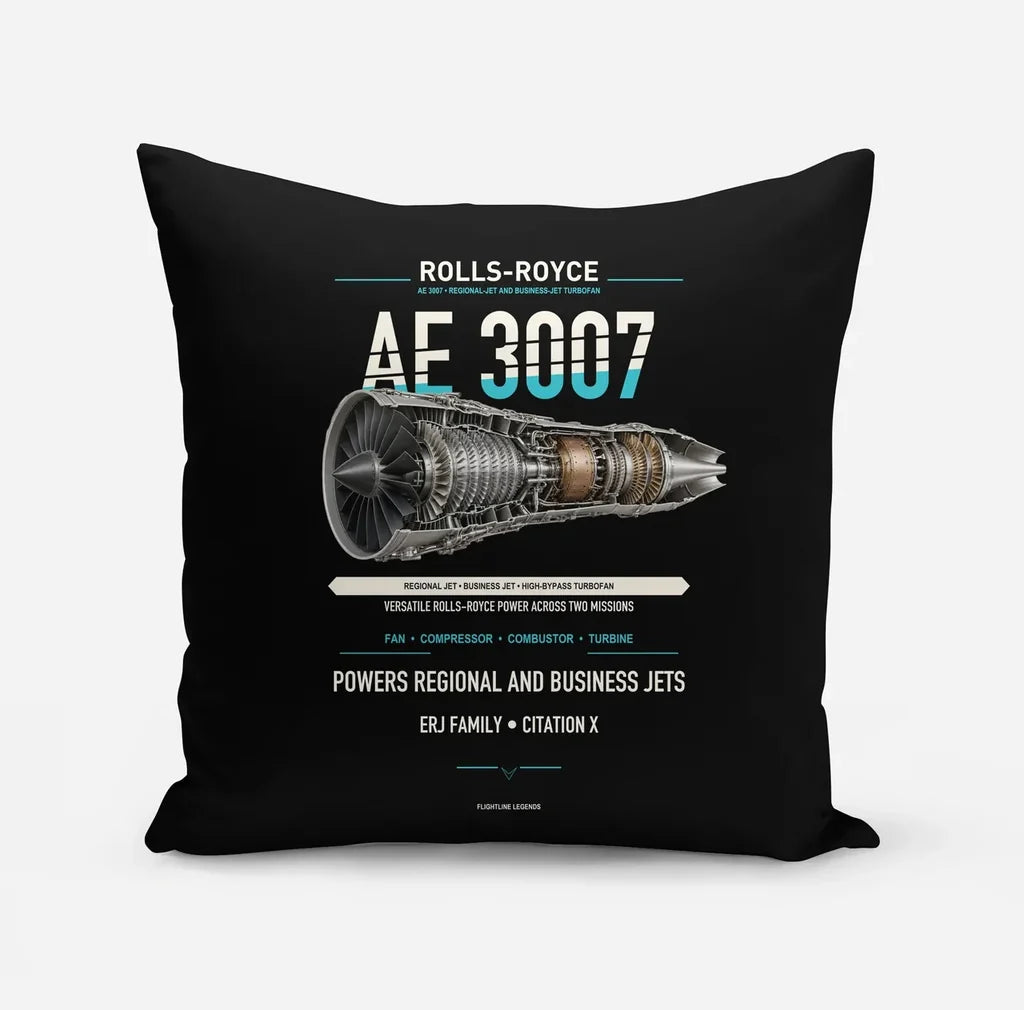 AE 3007 design on black pillow