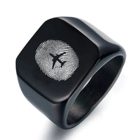Thumbnail for Aviation Finger Print aviation ring in stainless steel.