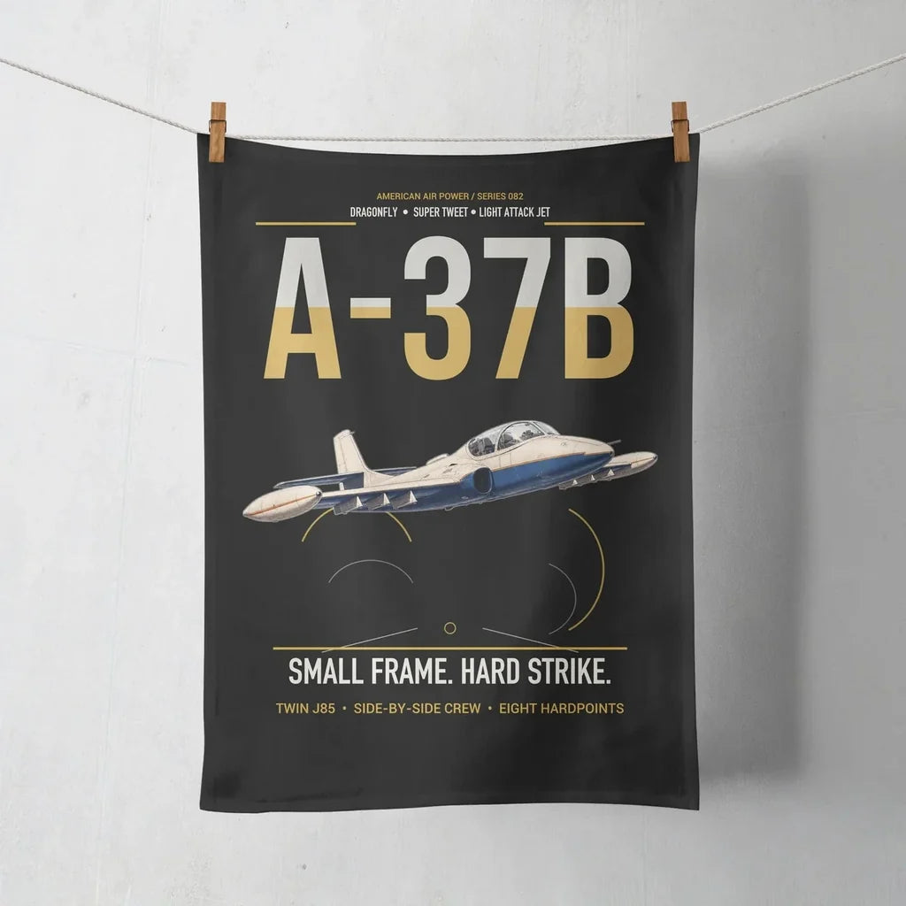 A-37B Dragonfly design on black towel