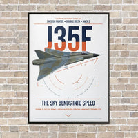 Thumbnail for Saab J 35F Draken vertical canvas print - framed - white background