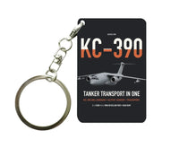 Thumbnail for Embraer KC-390 Millennium design on black designed key chain, double-side print
