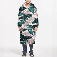 Thumbnail for Seamless Palm Leafs aviation design on soft fleece blanket hoodie.