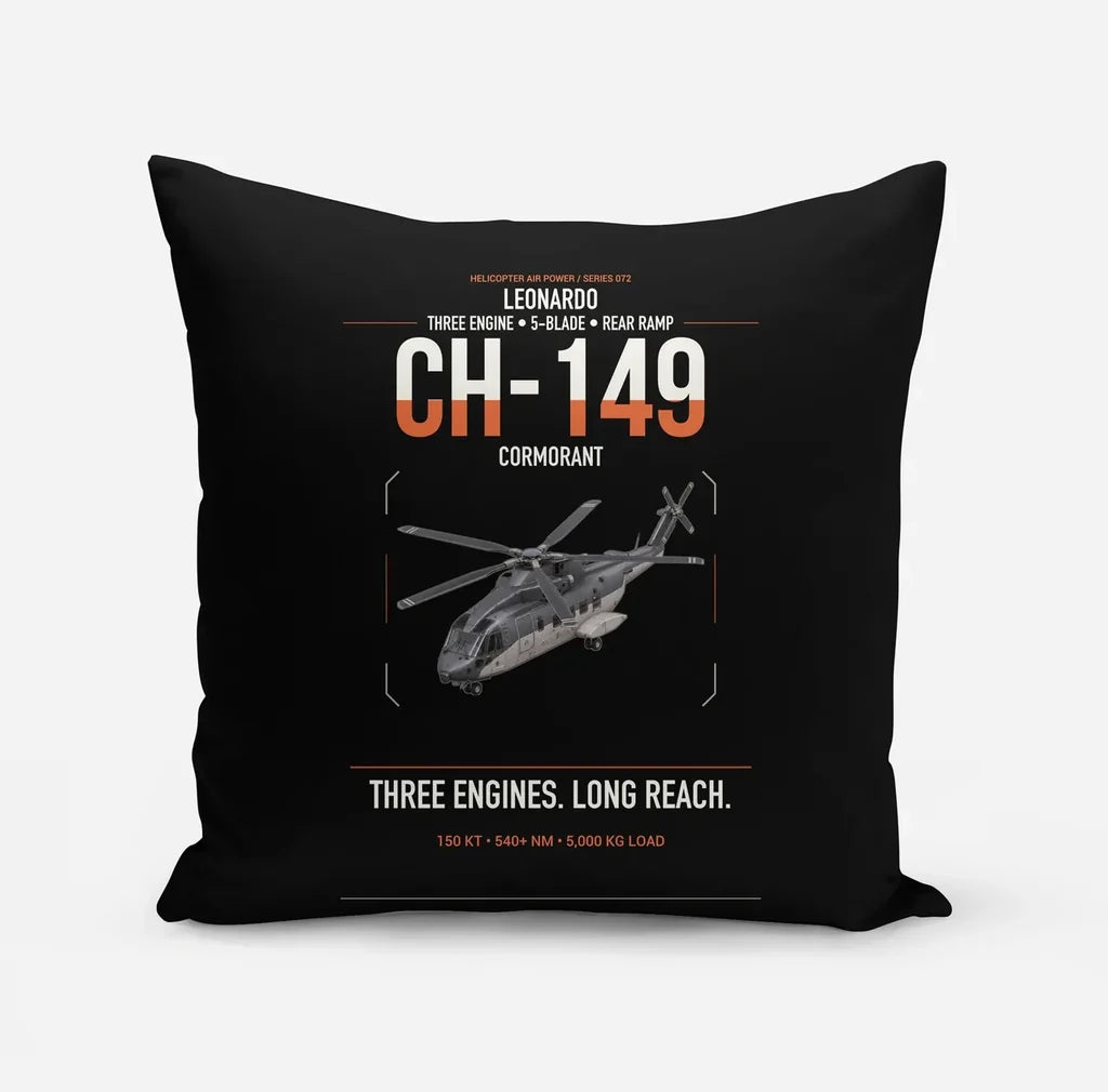 Leonardo CH-149 Cormorant design on black pillow