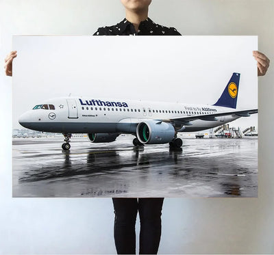 Lufthansa's A320 Neo aviation themed poster, premium poster paper.