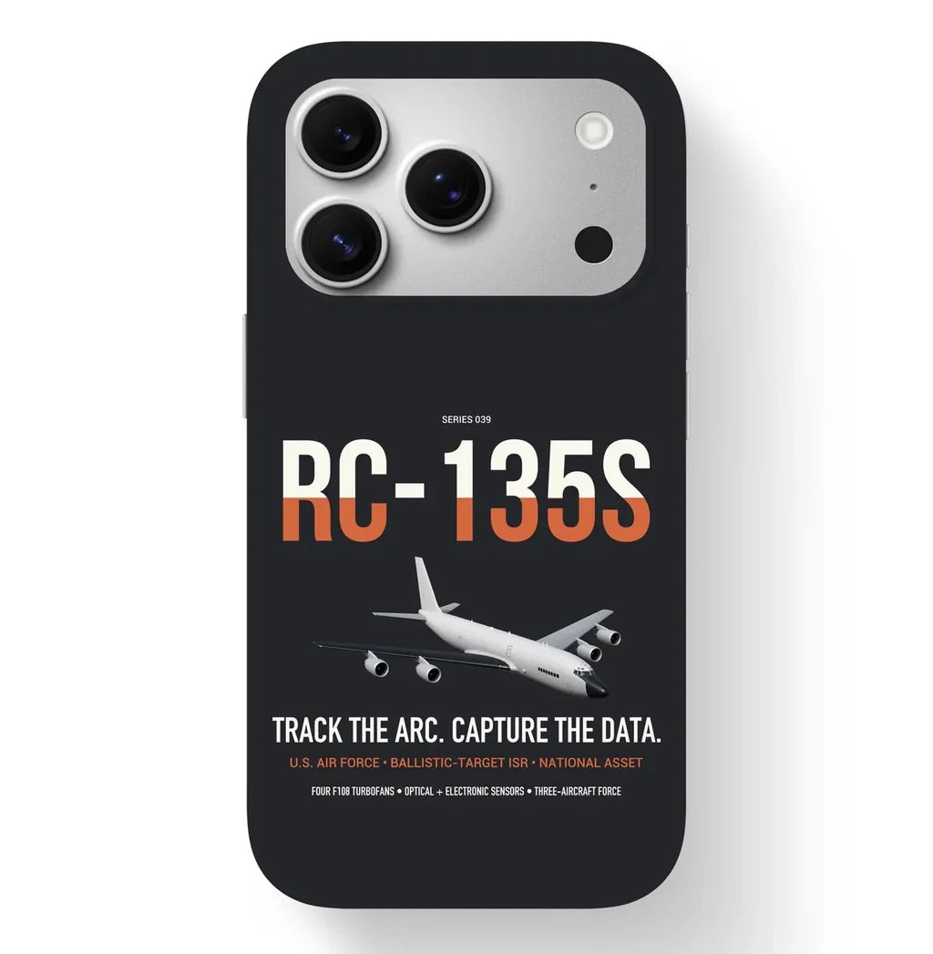 RC-135S Cobra Ball design on black magsafe iphone case, for iPhone 17 Pro