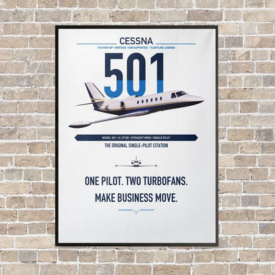 Cessna 501 Citation I SP vertical canvas print - framed - white background