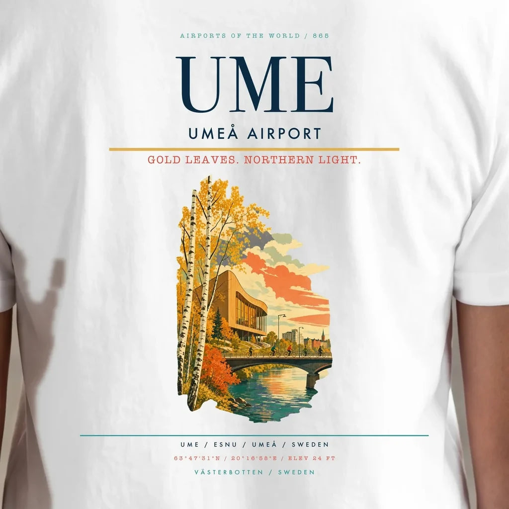 Umeå Airport (UME) double-side t-shirt design close-up cover