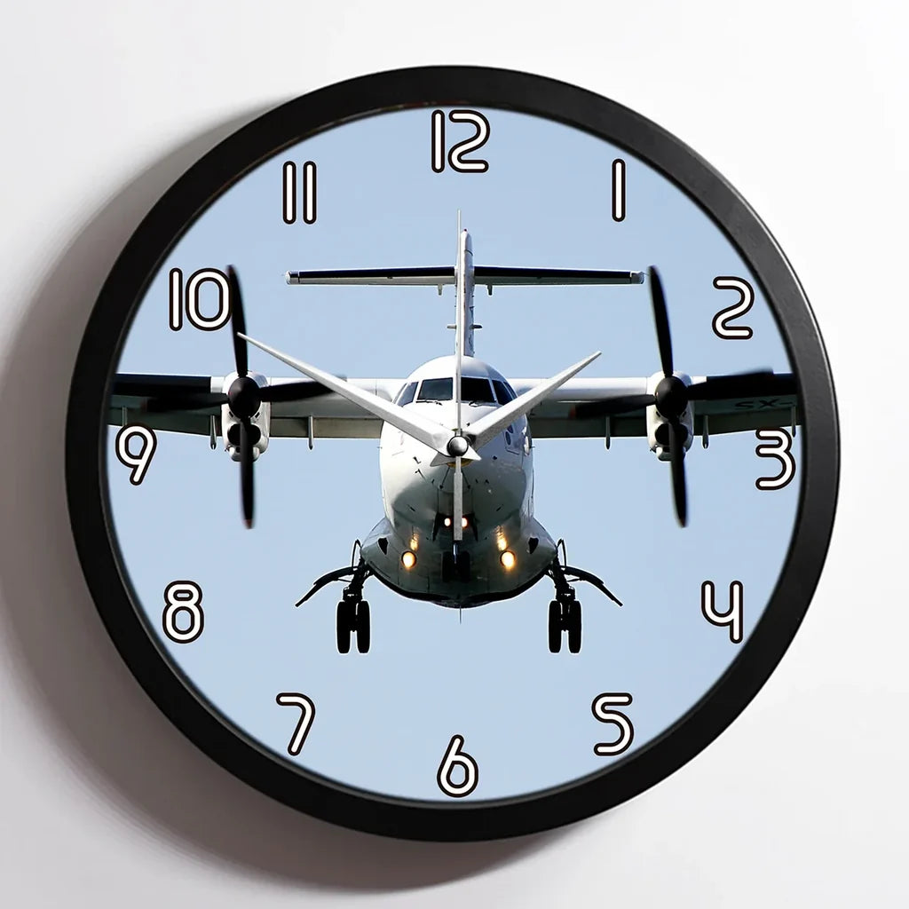 Face to Face with an ATR aviation design on premium wood and metal wall clock.