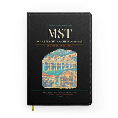 Maastricht Aachen Airport (MST) design on black notebook