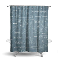 Thumbnail for Jet Planes & Airport Signs aviation design on waterproof polyester shower curtain.