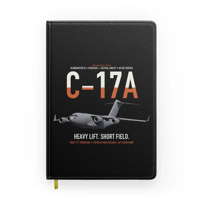 C-17A Globemaster III design on black notebook
