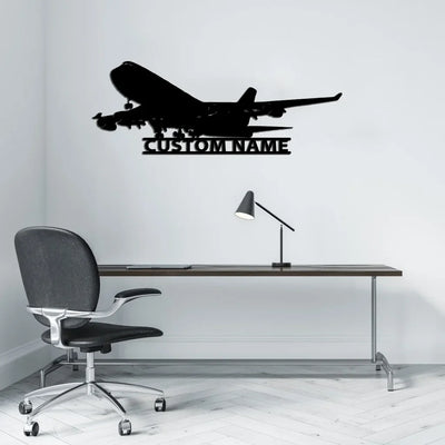 Boeing 747 aviation design on durable metal with painted finish metal wall sign.