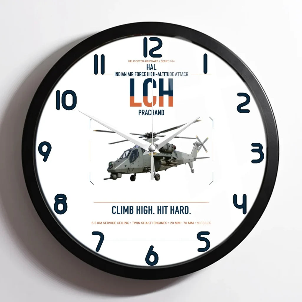 HAL LCH Prachand design on white framed wall clock