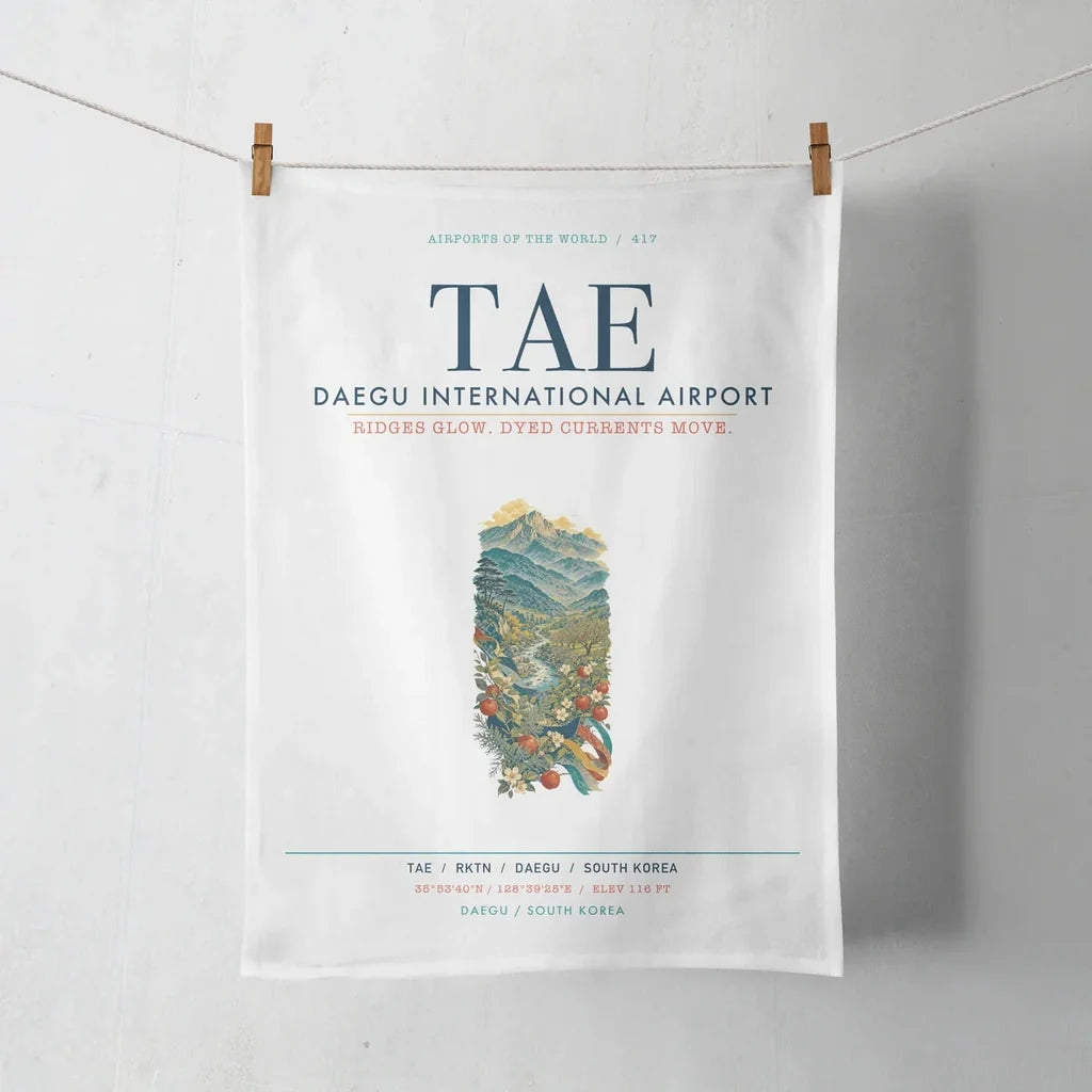 Daegu International Airport (TAE) design on white towel