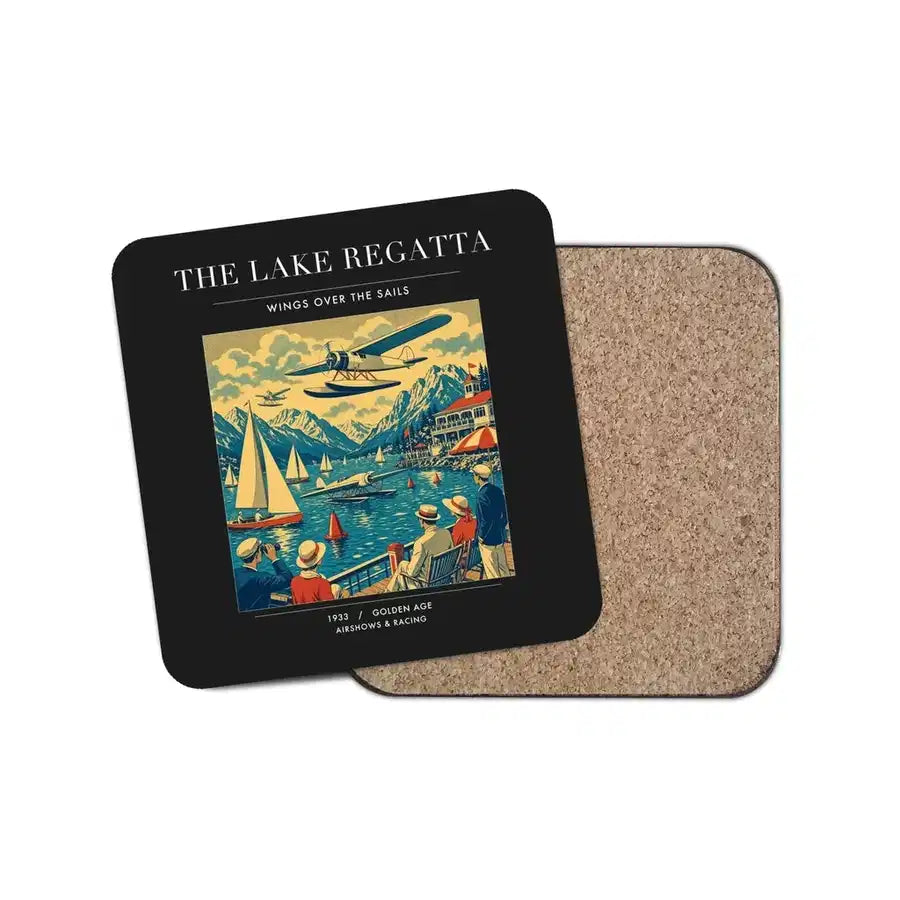 The Lake Regatta - Designed Coasters design on black 1-piece