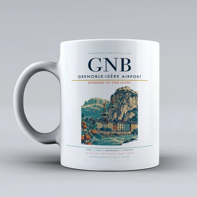 Grenoble-Isère Airport (GNB) airport code design on white ceramic mug