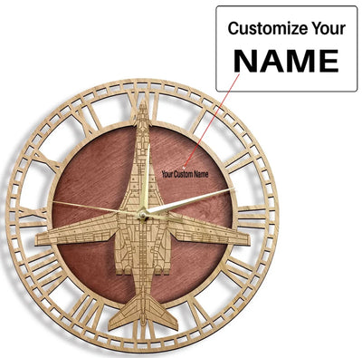 B-1B Lancer aviation design on premium wood wooden wall clock.