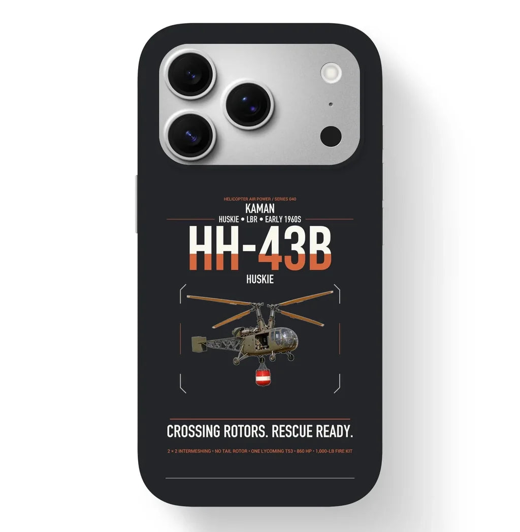 Kaman HH-43B Huskie design on black magsafe iphone case, for iPhone 17 Pro