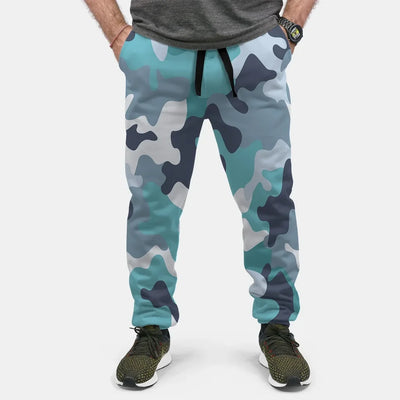 Military Camouflage Green aviation design on soft cotton blend 3D-printed sweatpants.