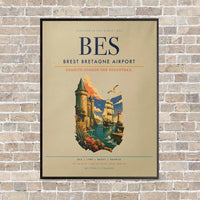 Thumbnail for Brest Bretagne Airport BES - Canvas Framed - Beige