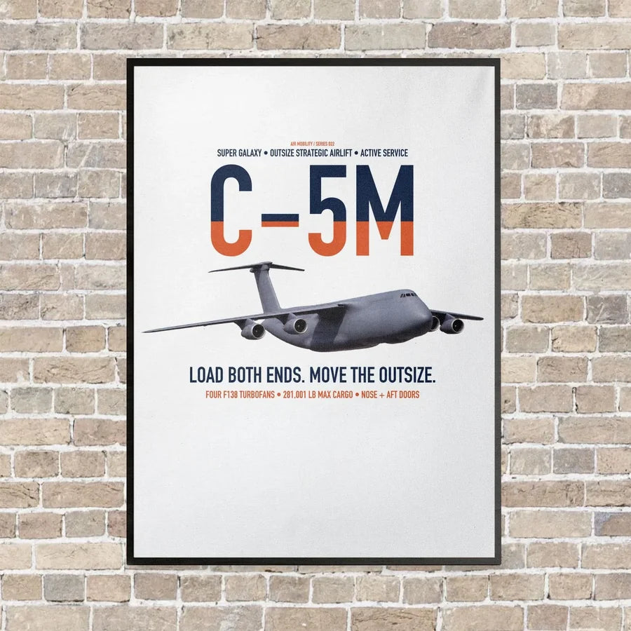 C-5M Super Galaxy vertical canvas print - framed - white background