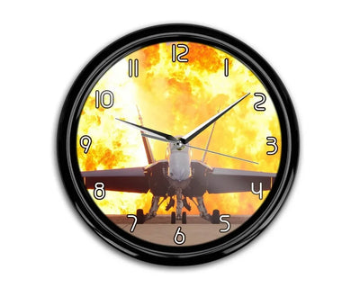 Face to Face with Air Force Jet & Flames aviation themed wall clock, premium wood and metal.