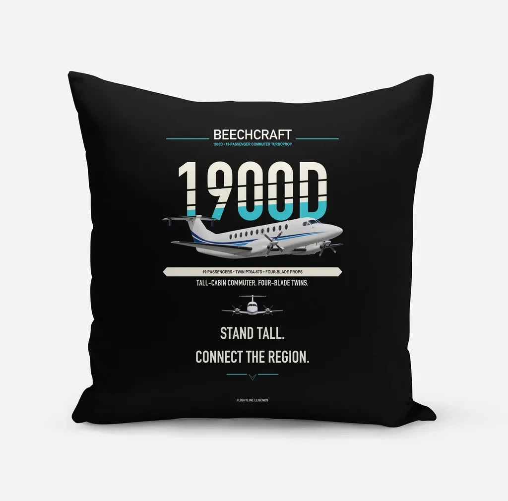 Beechcraft 1900D design on black pillow