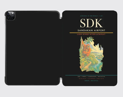 Sandakan Airport (SDK) design on black ipad tablet case