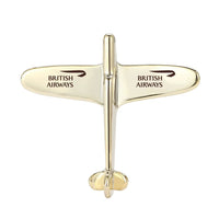 Thumbnail for Side view of British Airways Airlines Airplane Shape aviation airplane-shape brooch in polished alloy, polished finish.