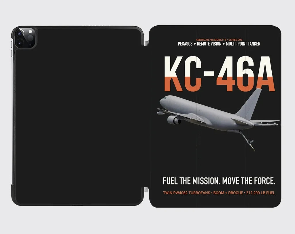 KC-46A PEGASUS design on black ipad tablet case