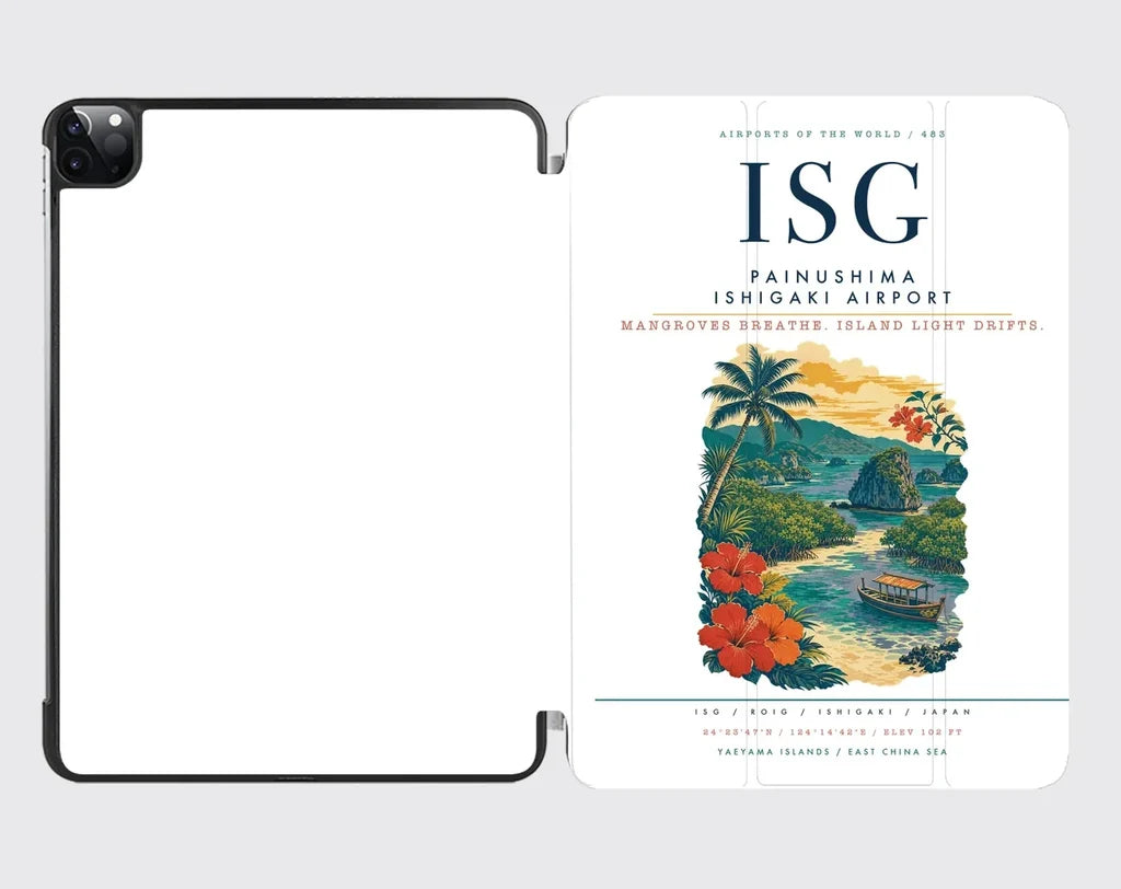 Painushima Ishigaki Airport (ISG) design on white ipad tablet case