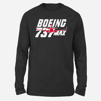 Thumbnail for Amazing Boeing 737 Max Long-Sleeve aviation design printed on soft cotton long-sleeve T-shirt.