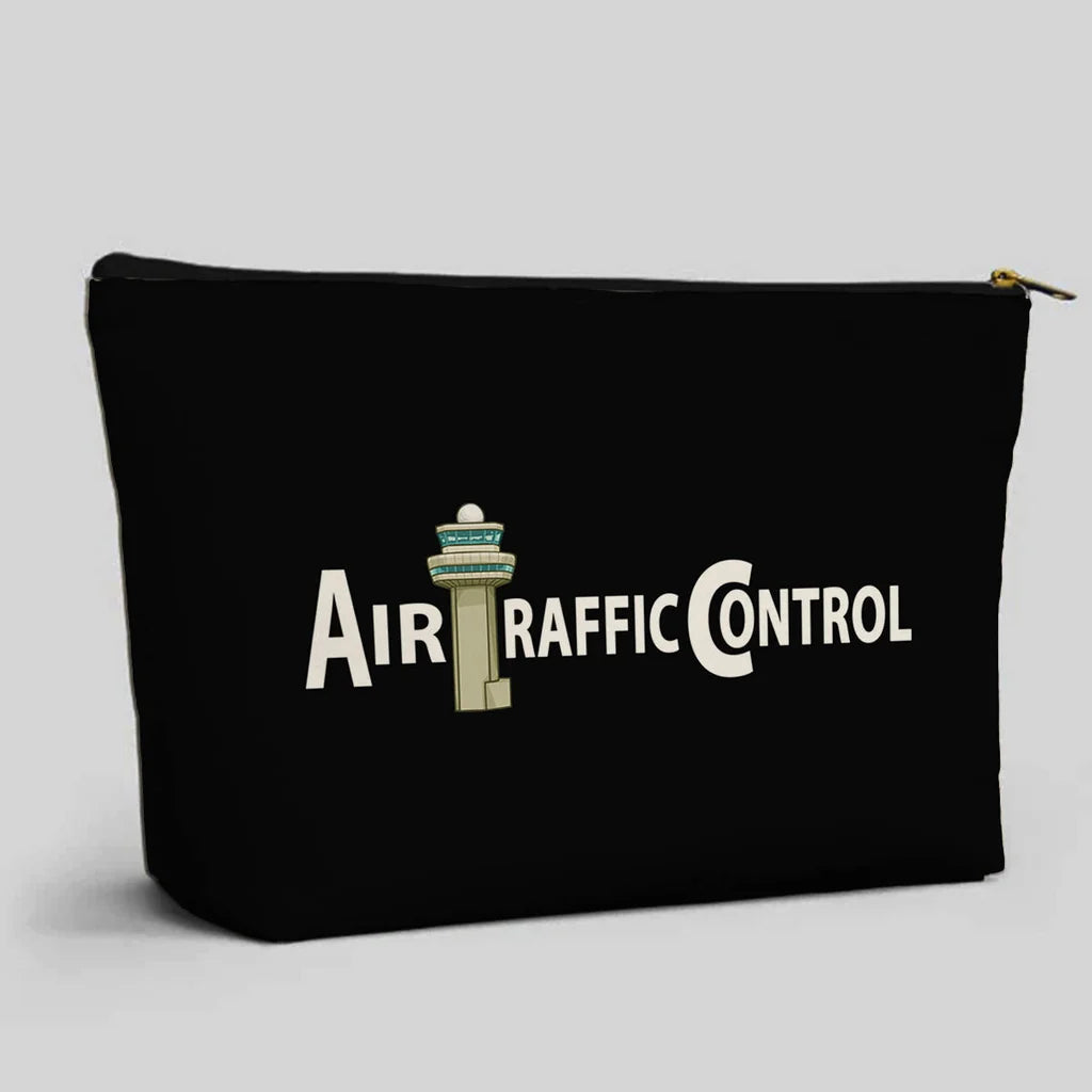 Air Traffic Control aviation zipper pouch in durable polyester.