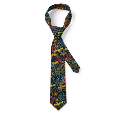 Dark Coloured Passport Stamps aviation design on premium silk blend tie.