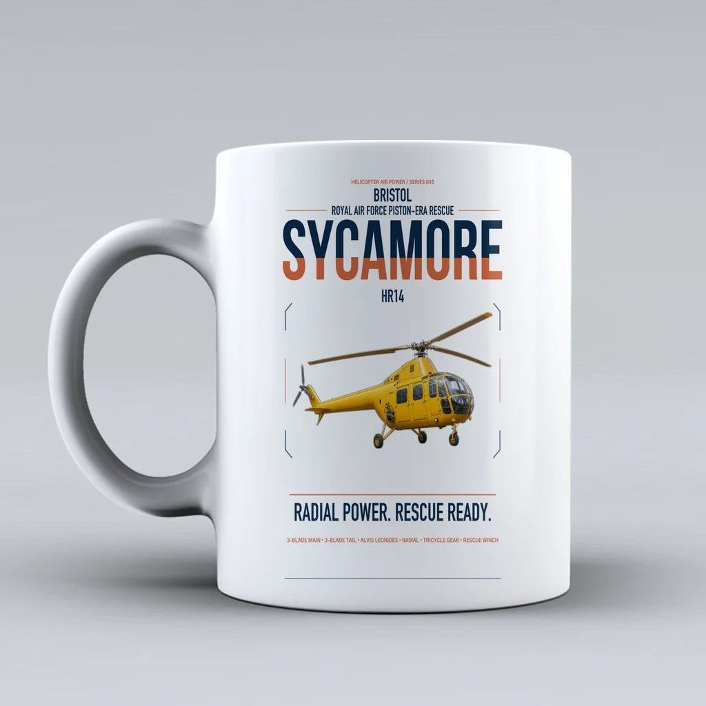Bristol Sycamore HR14 design on white ceramic mug, double-side print
