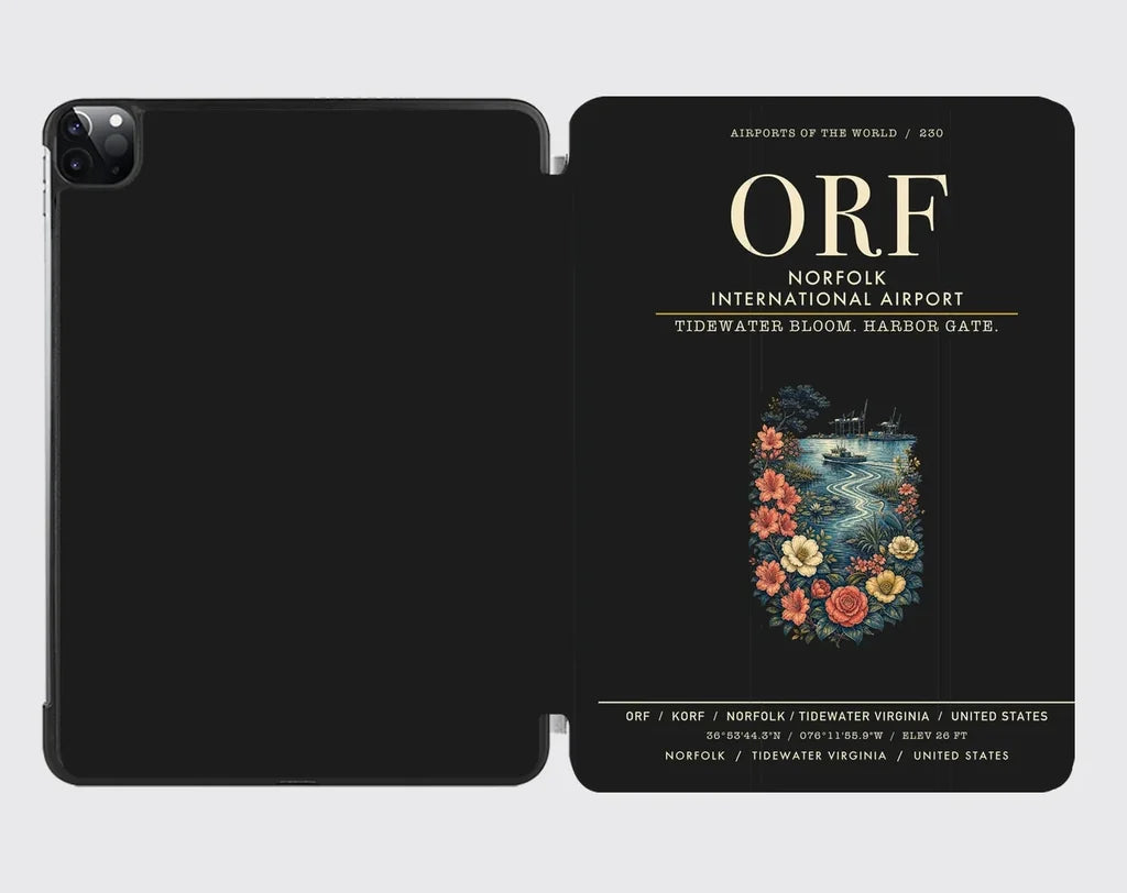 Norfolk International Airport (ORF) design on black ipad tablet case
