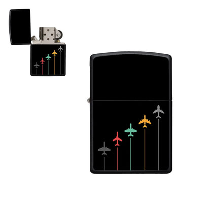 Black & White Super Travel Icons Black aviation metal lighter in premium metal alloy.