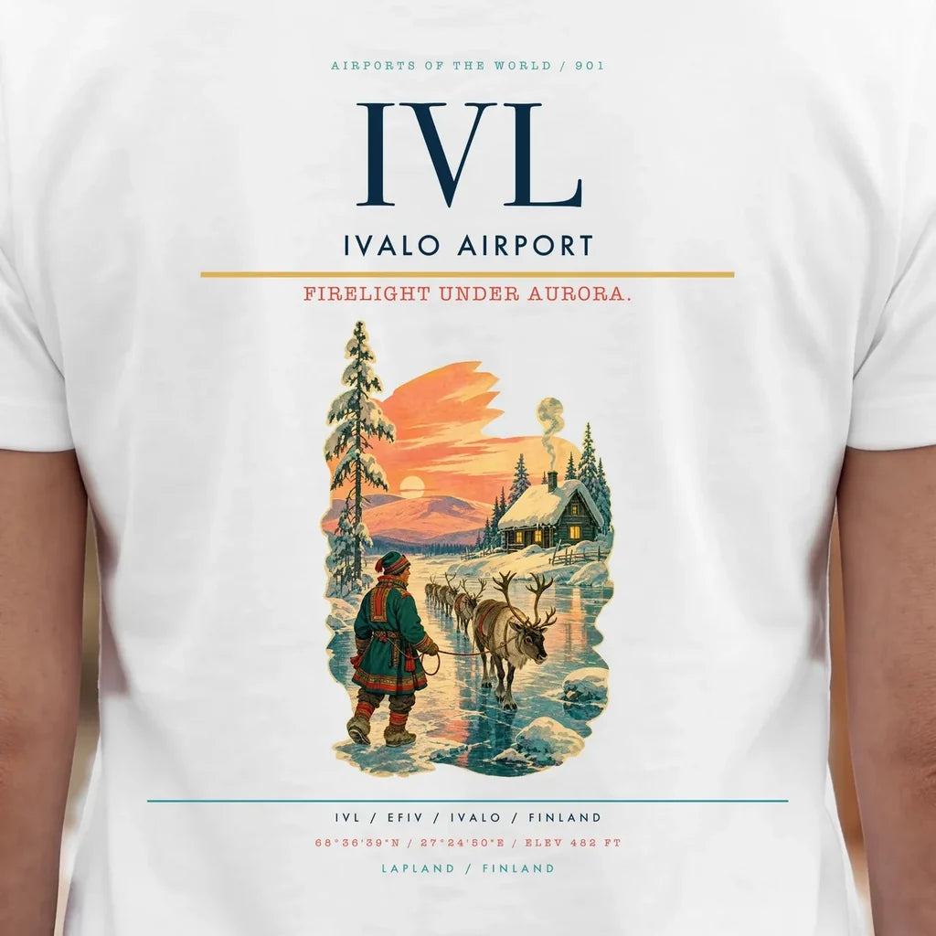 Ivalo Airport (IVL) double-side t-shirt design close-up cover
